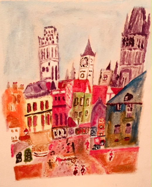 Francesco De Matteis "La città" (olio su cartone telato)