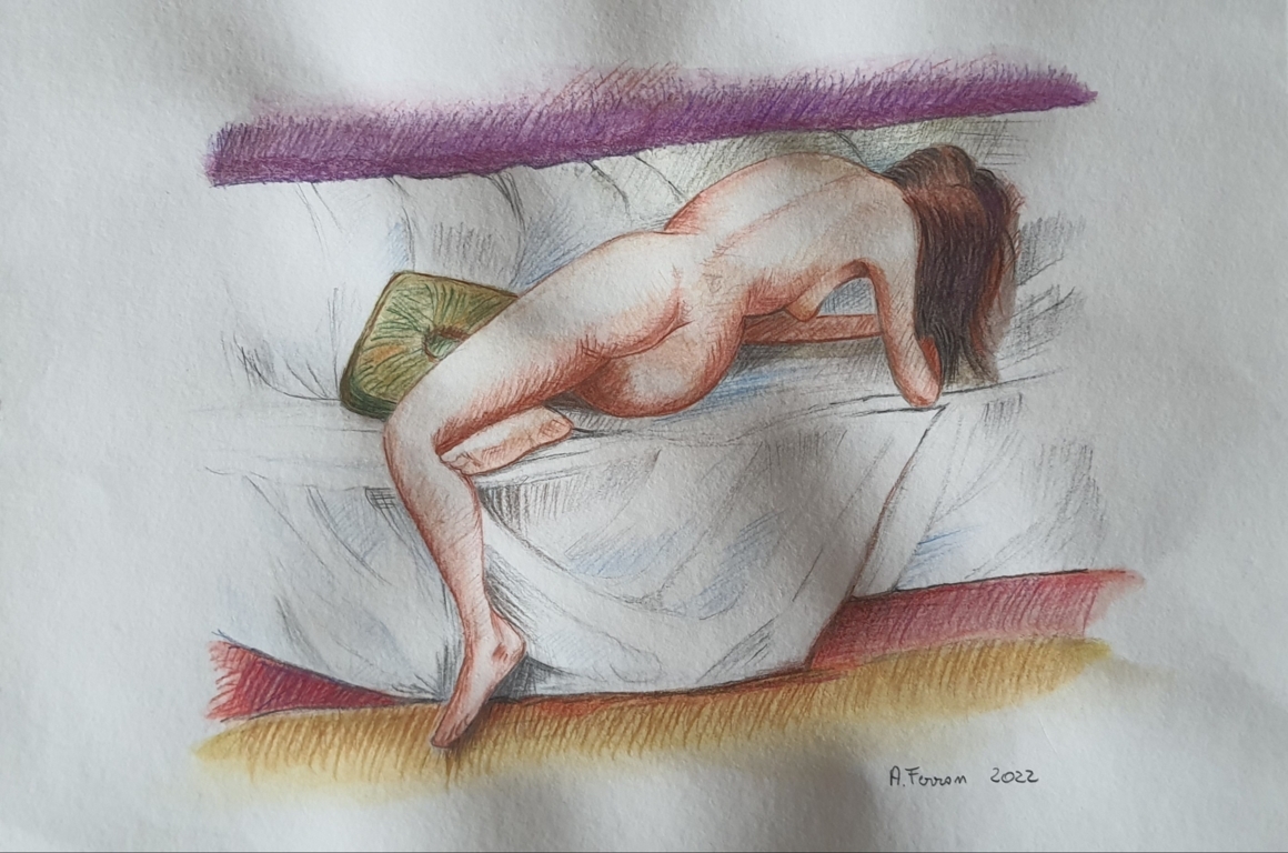 Anna Ferron (matite colorate acquerellate su carta ruvida Fabriano)