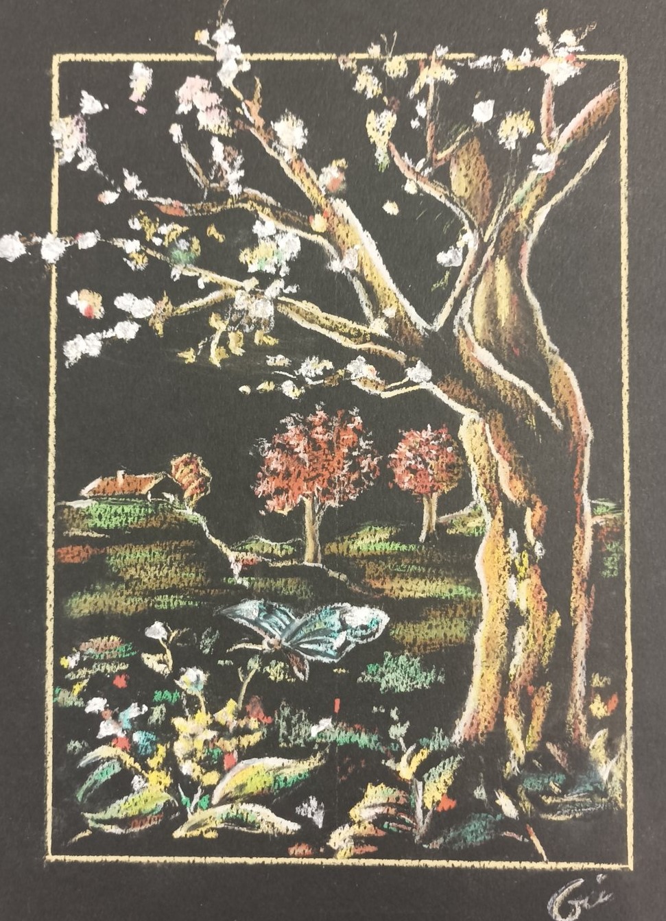Cristina Cristanelli (gessetti quadri su carta nera Fabriano)